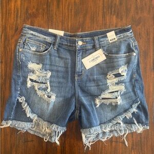Judy Blue Ripped Blue Jean Shorts